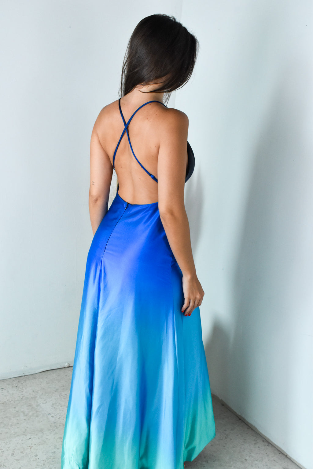 Blue Ombre Satin Dress