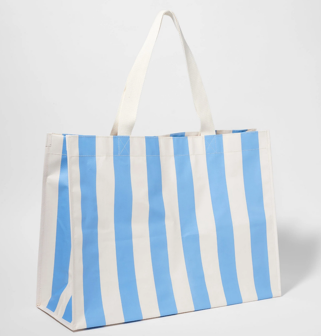 Carryall Beach Bag Blue Cream