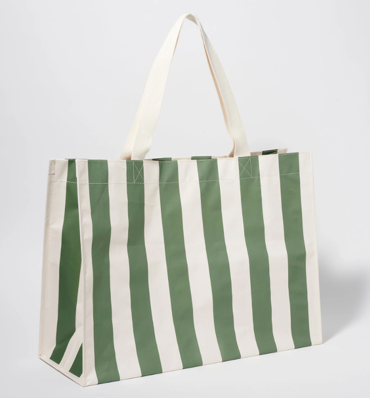 Carryall Beach Bag Olive Stripe