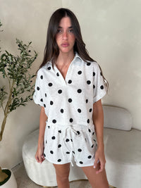 Polka Grey SS Top & Short Set