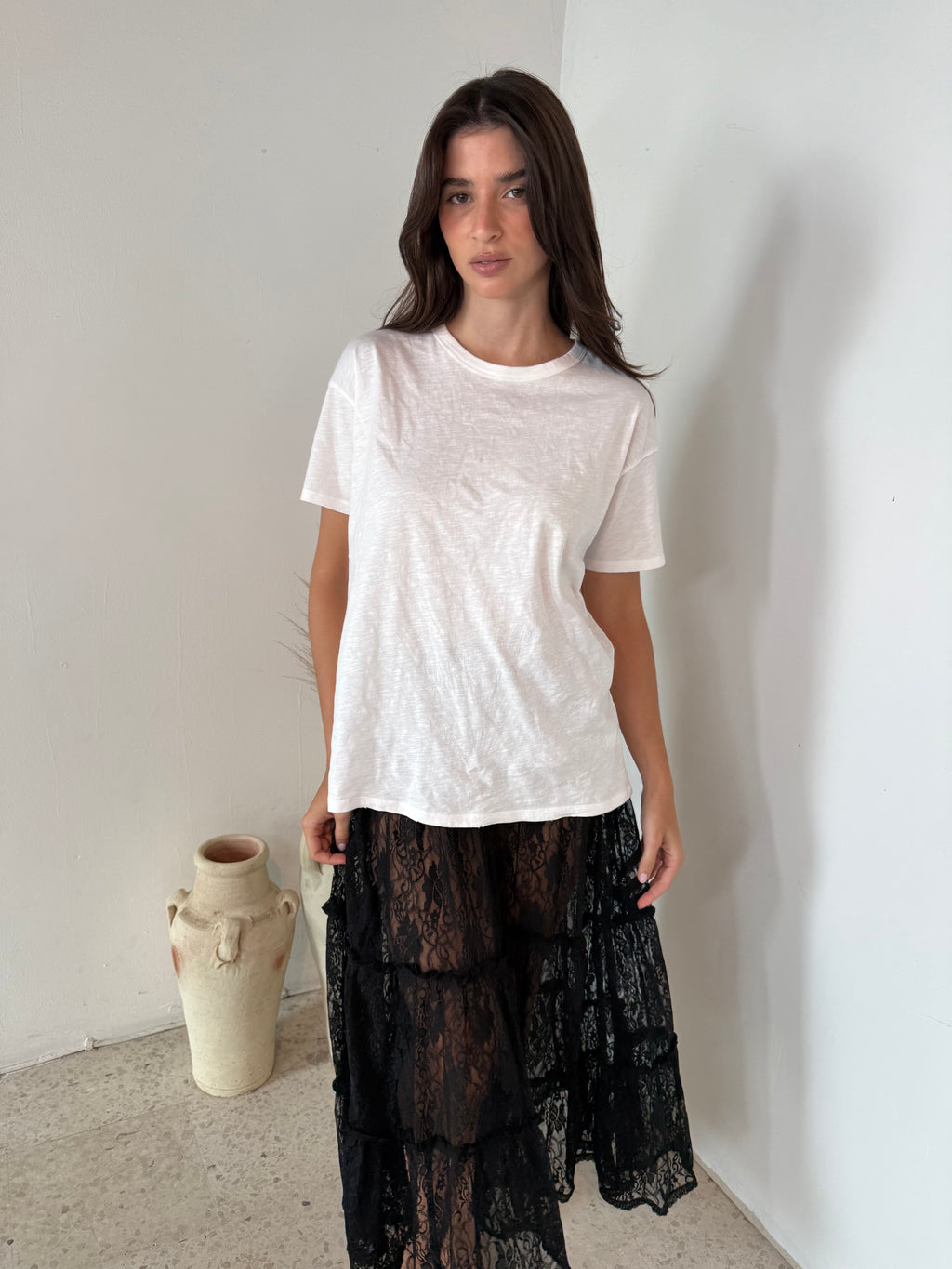 Lace Sheer Midi Skirt