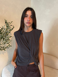 Ribbed Shoulder Pad Top