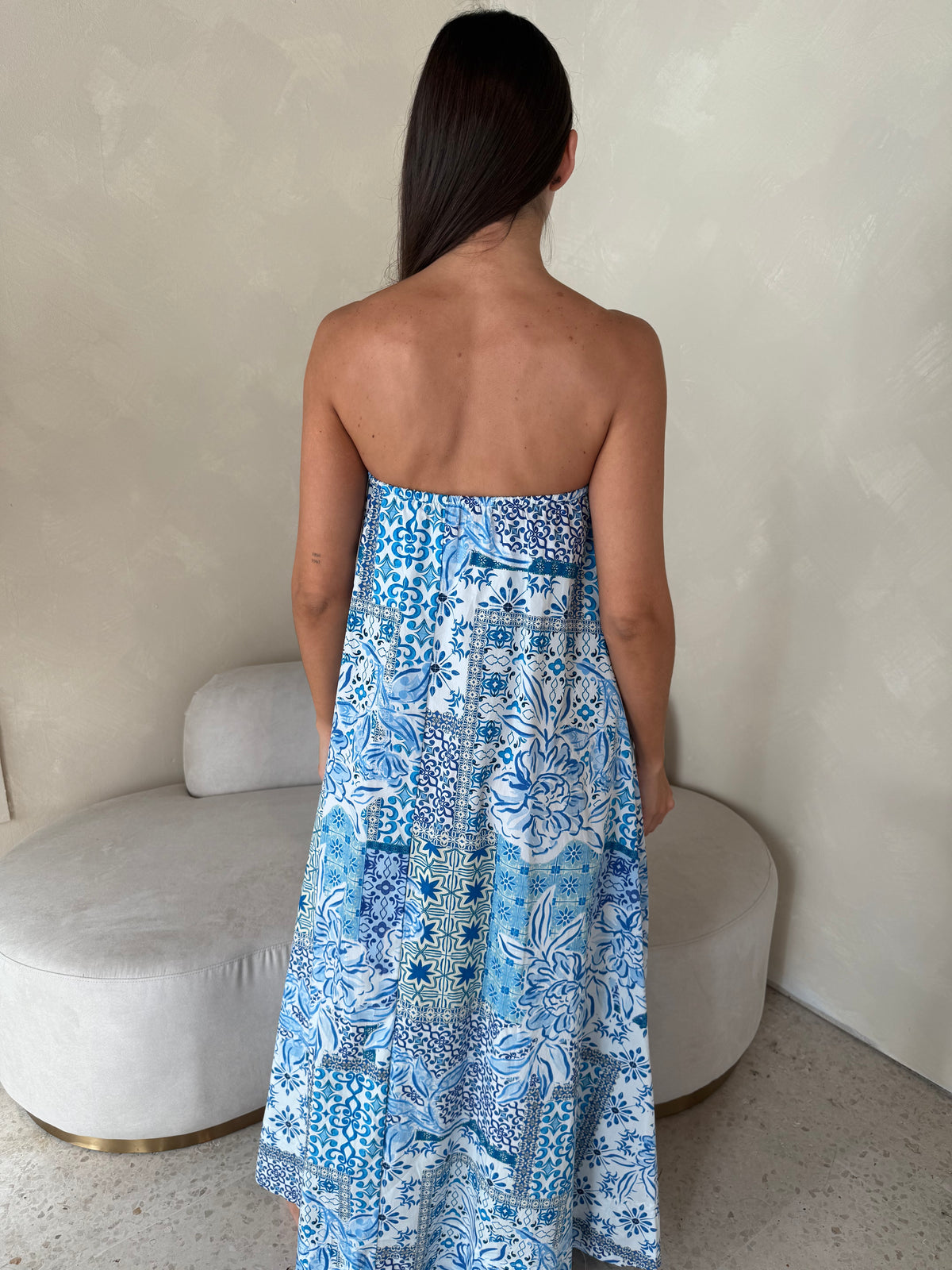 Cobalt Printed Tube Dress