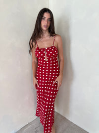 Polka Linen Midi Dress