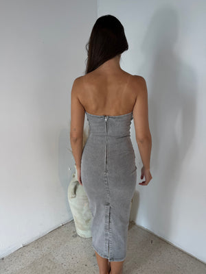 Strapless Bodycon Midi Dress