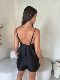 Black Peplum Top & Short Set