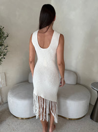 Asymmetrical Fringe Midi Dress