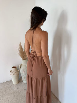 Camel Tiered Maxi Dress