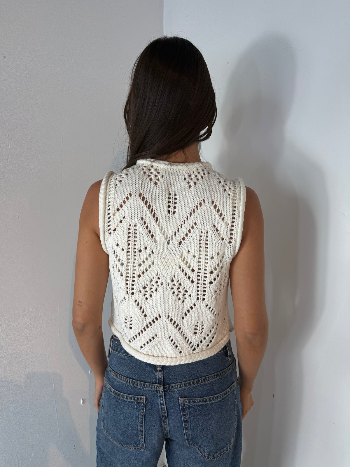 Cream Knitted Vest Top