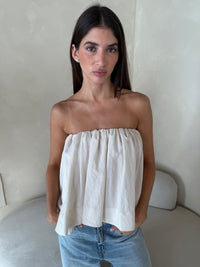 Cream Strapless Top
