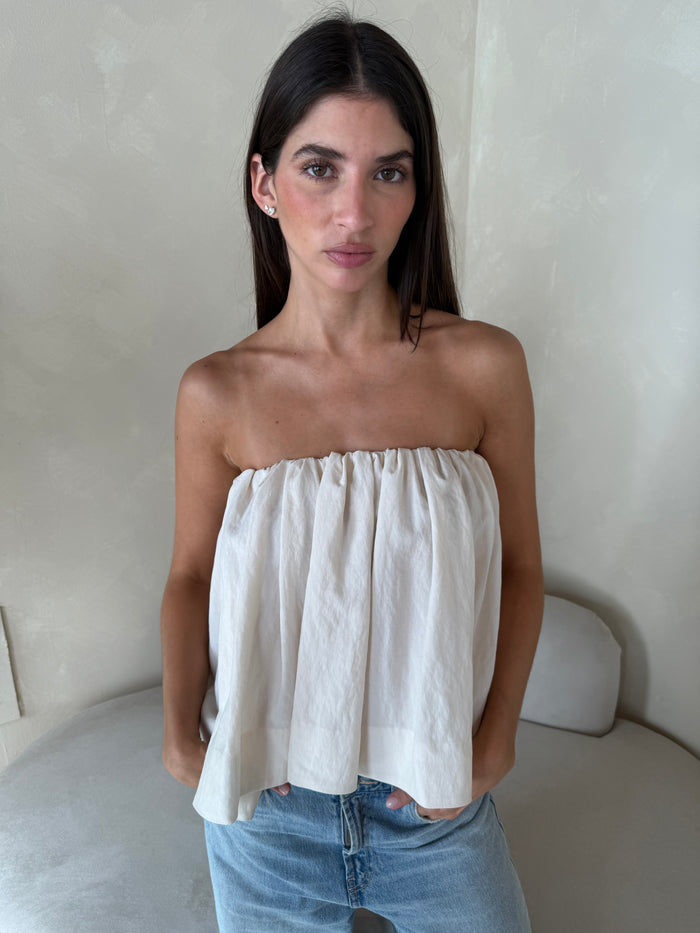 Cream Strapless Top