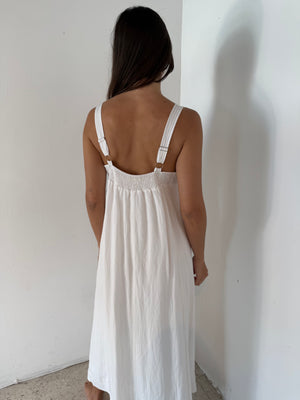White Solid Maxi Dress