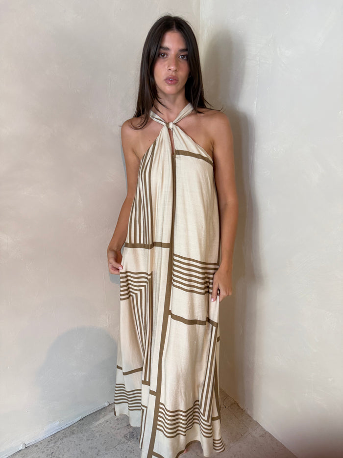 Printed Halter Maxi Dress