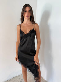 Satin Lace Asymmetric Dress
