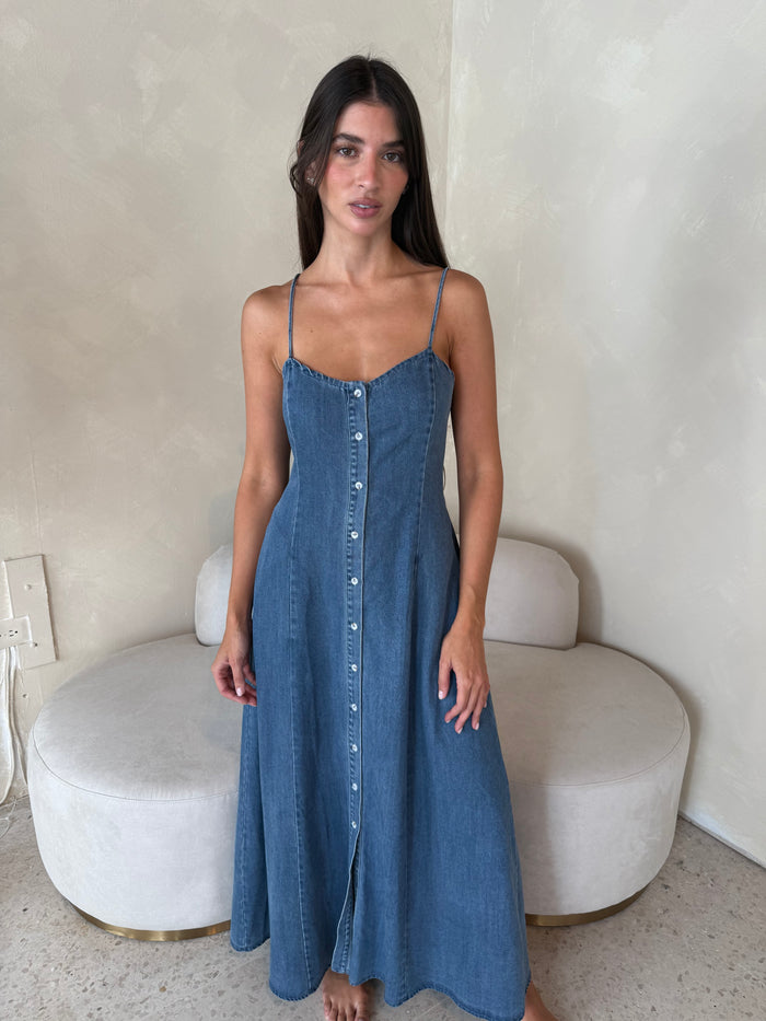 Denim Tencel Maxi Dress