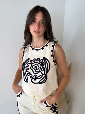 Cord Embroidered Top & Pant Set