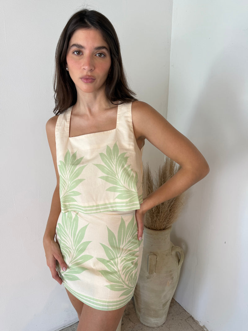 Tropical Print Top & Skirt Set