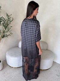 Plaid Lace Maxi Dress