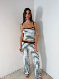 Brown Blue Stripe Lounge Set