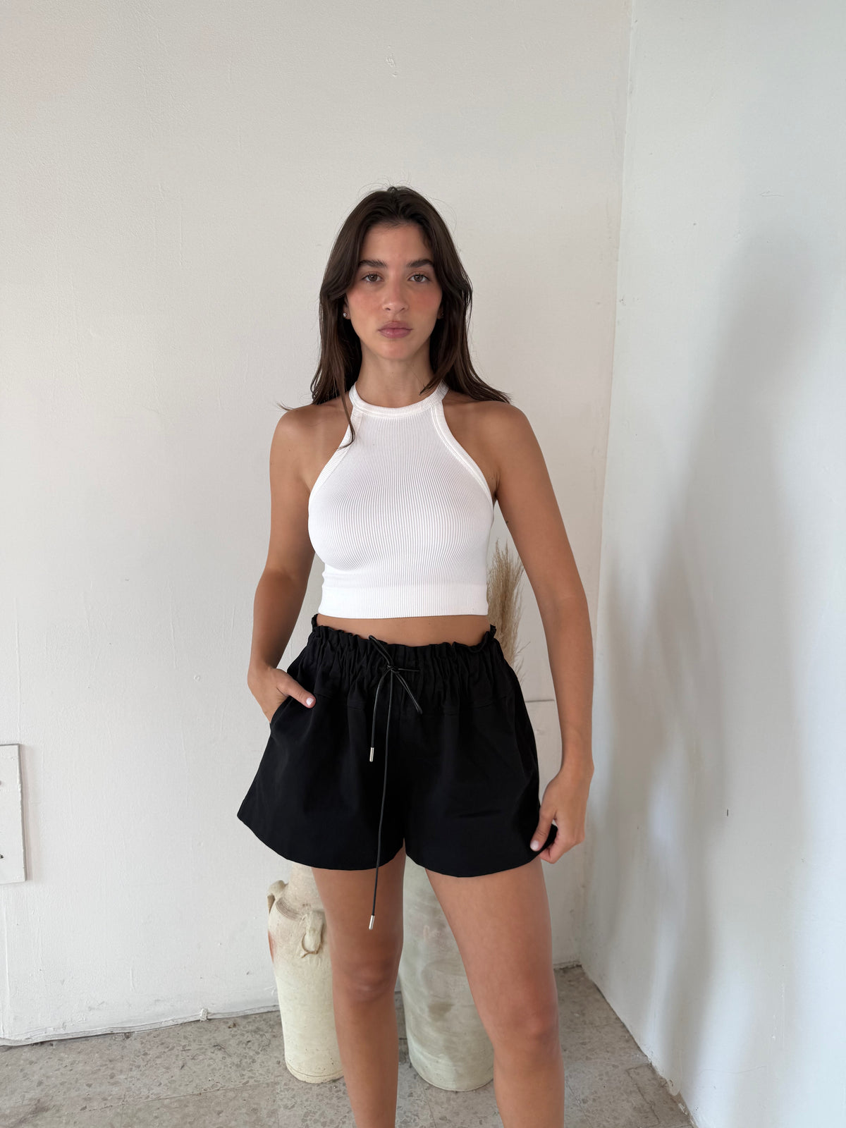 High Waisted Drawstring Shorts
