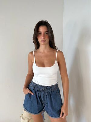 Denim Drawstring Short