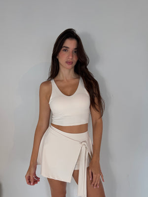 Cream Top & Wrap Tie Skort