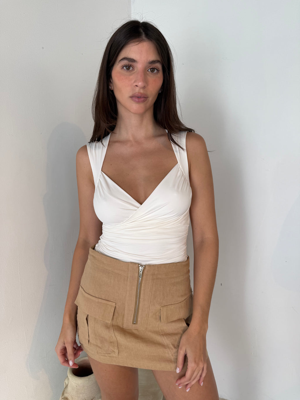 Linen Taupe Skort