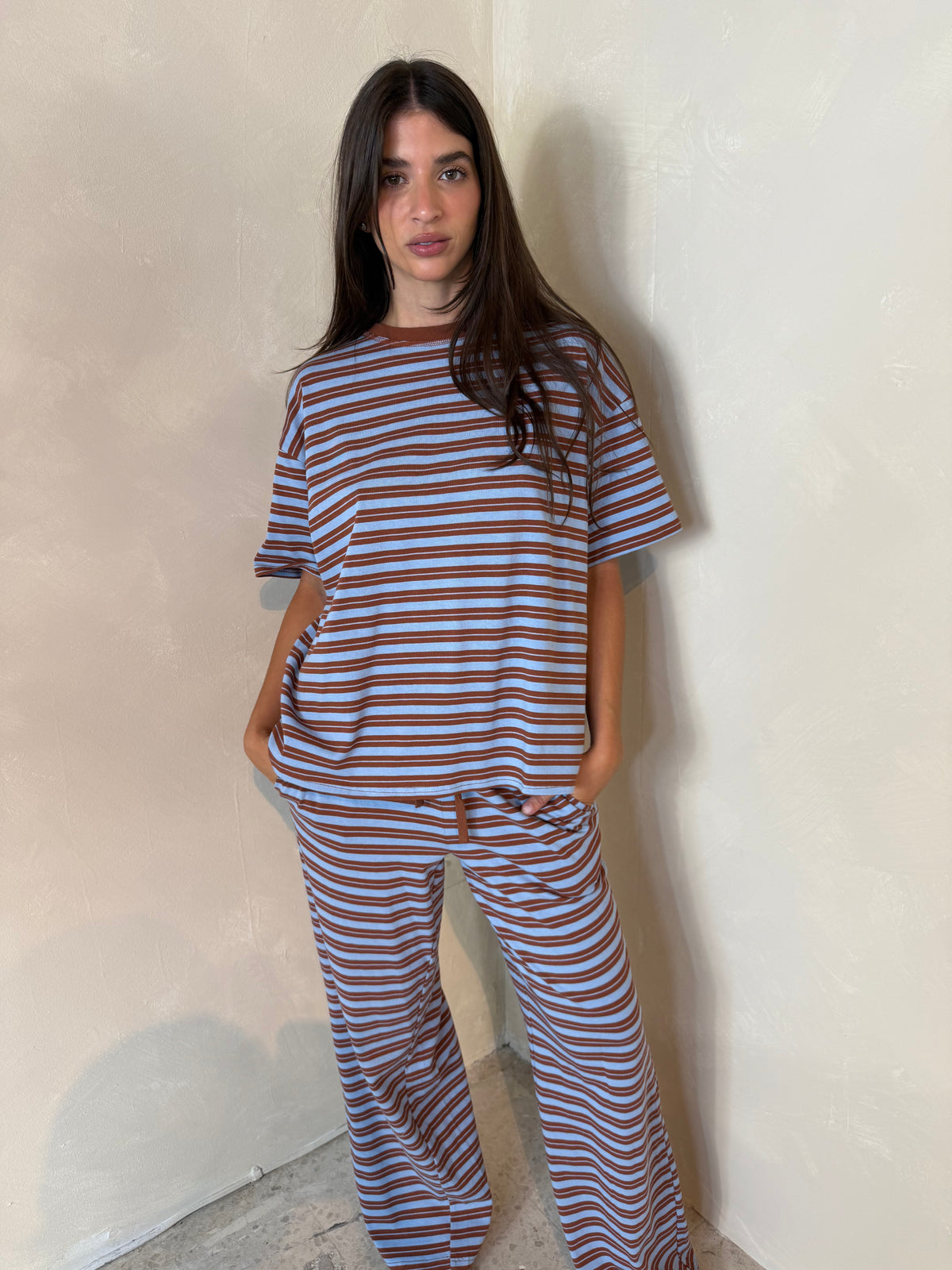 Stripe Blue Brown Set