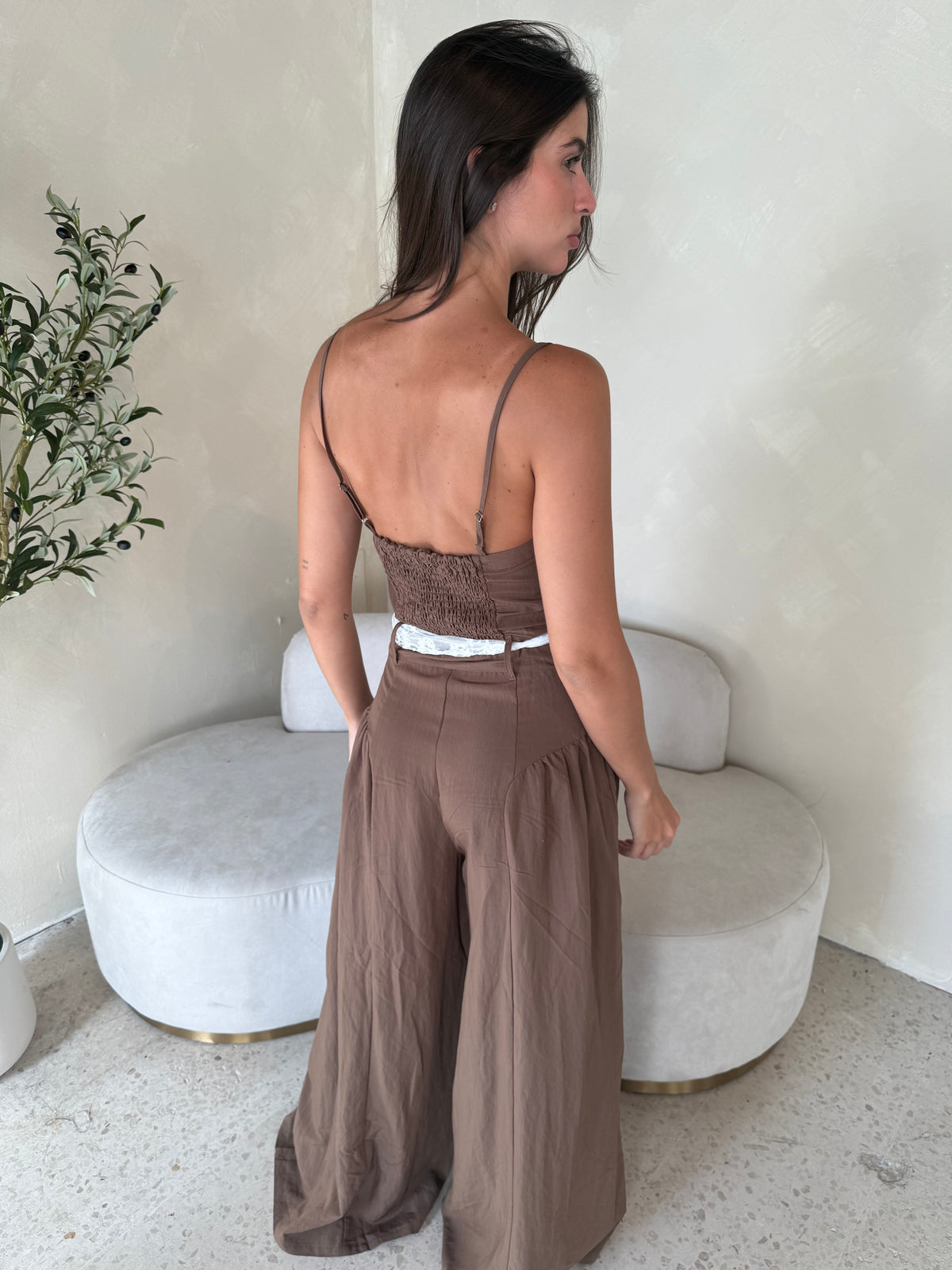 Lace Tie Wide Leg Jumsuit