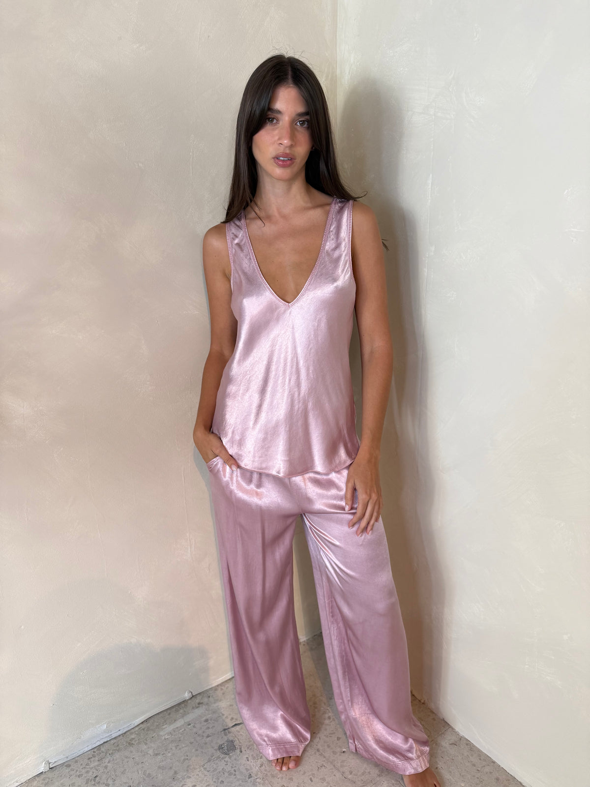 Dusty Rose Satin Set
