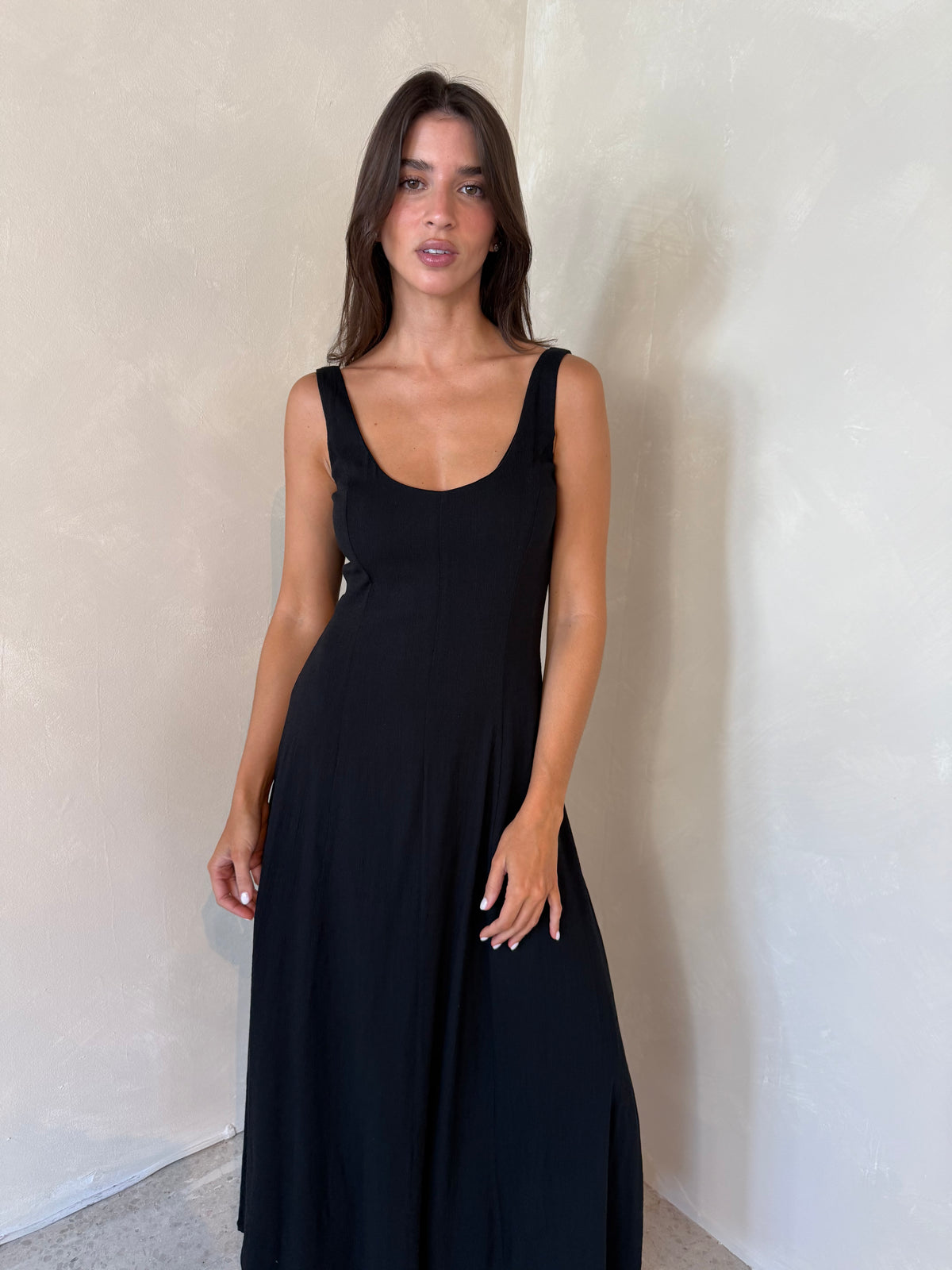 Stretchy Linen Midi Dress