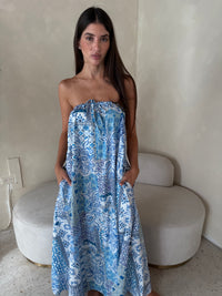 Cobalt Printed Tube Dress