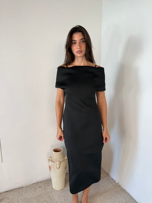 Black Scuba Midi Dress