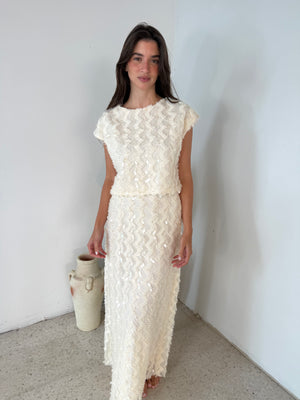 Cream Sequin Set