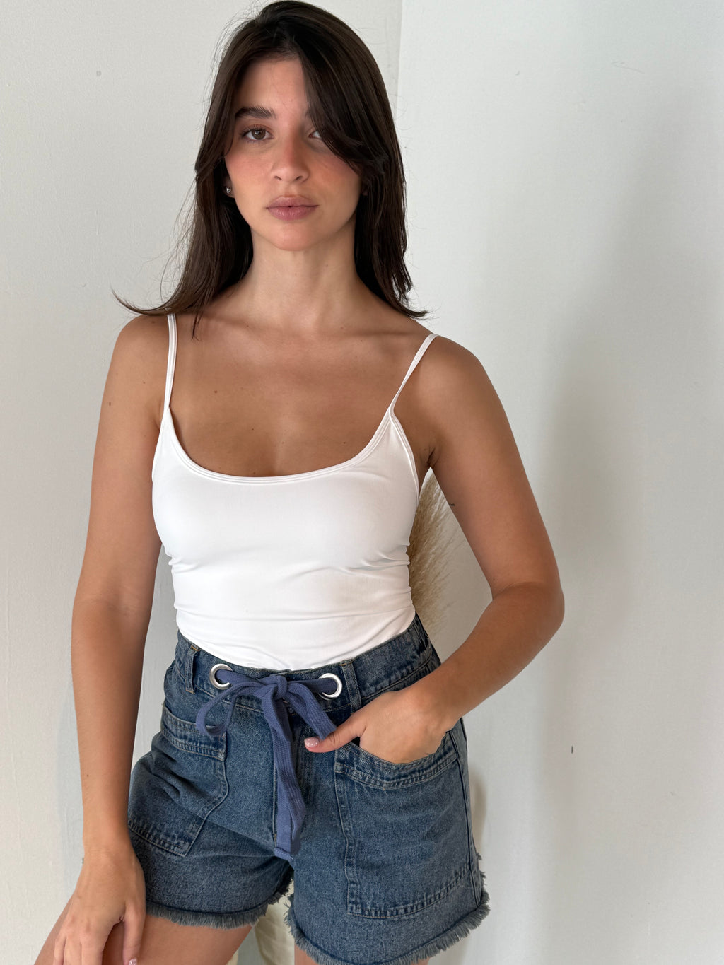 Dark Denim Drawstring Shorts