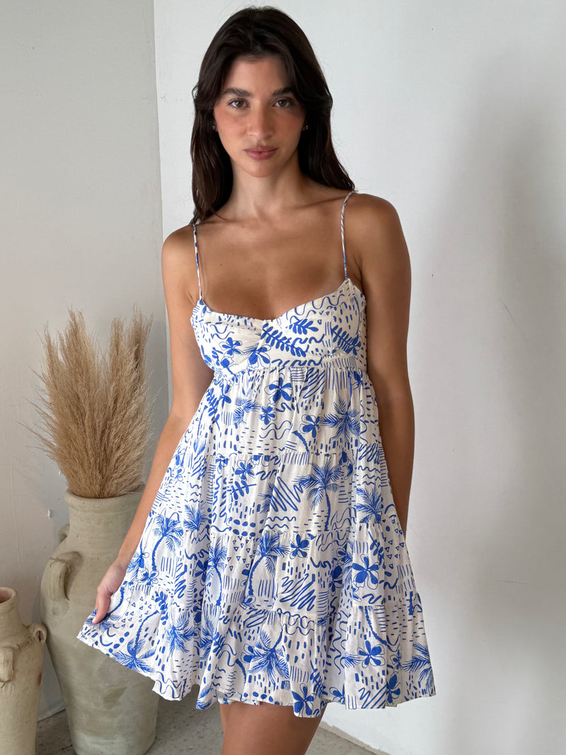 Printed Bustier Mini Dress