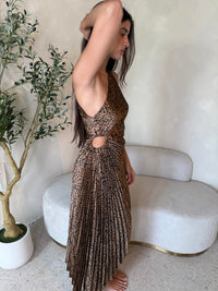Satin Pleated Draped Dress