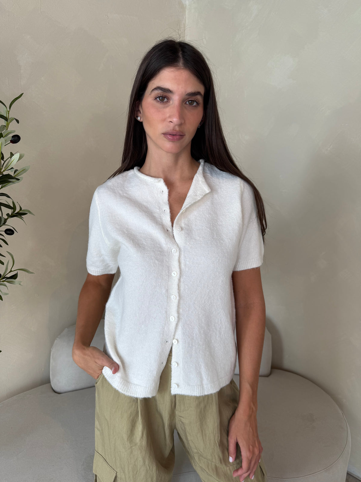 Fuzzy SS Cardigan Top
