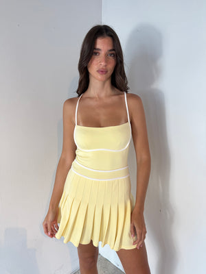 Scuba Pleated Romper Dress