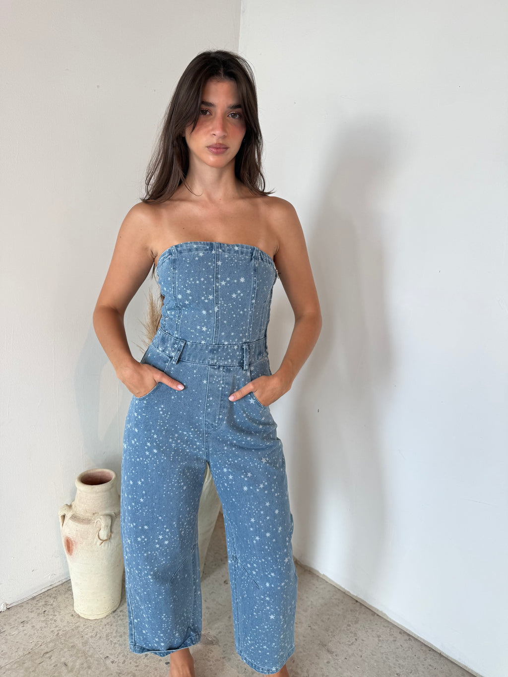Star Denim Barrel Jumpsuit