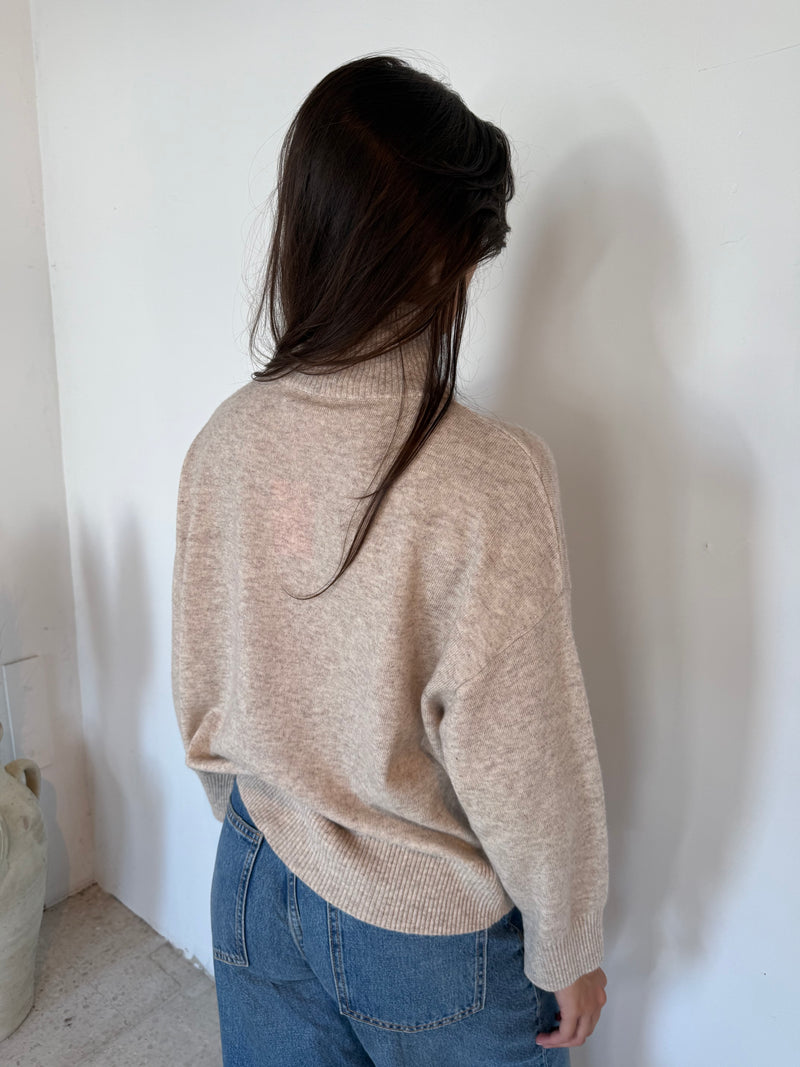 Tan Fuzzy Turtleneck