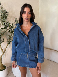 LS Denim Button Down Dress