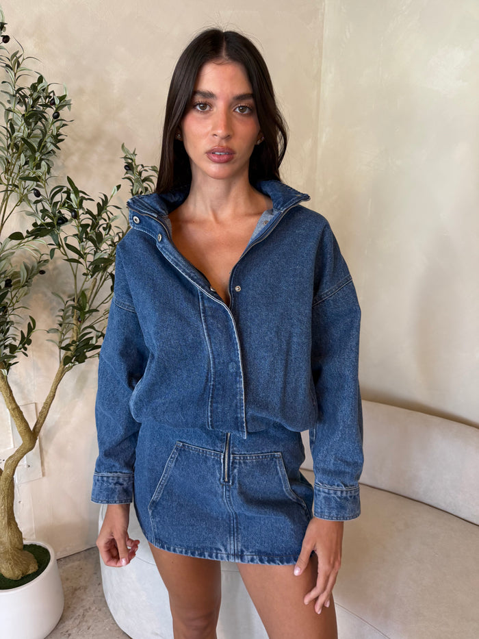 LS Denim Button Down Dress