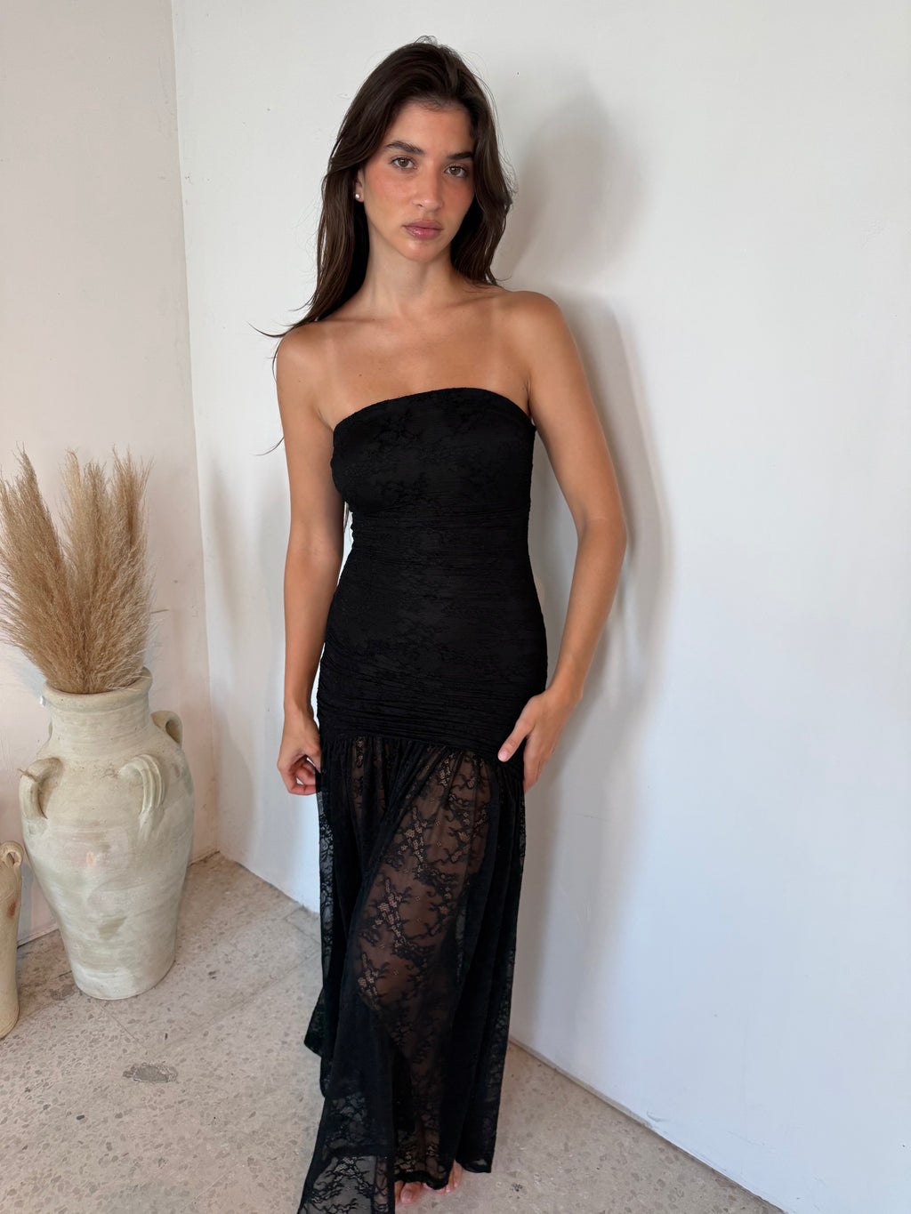 Black Lace Tube Dress