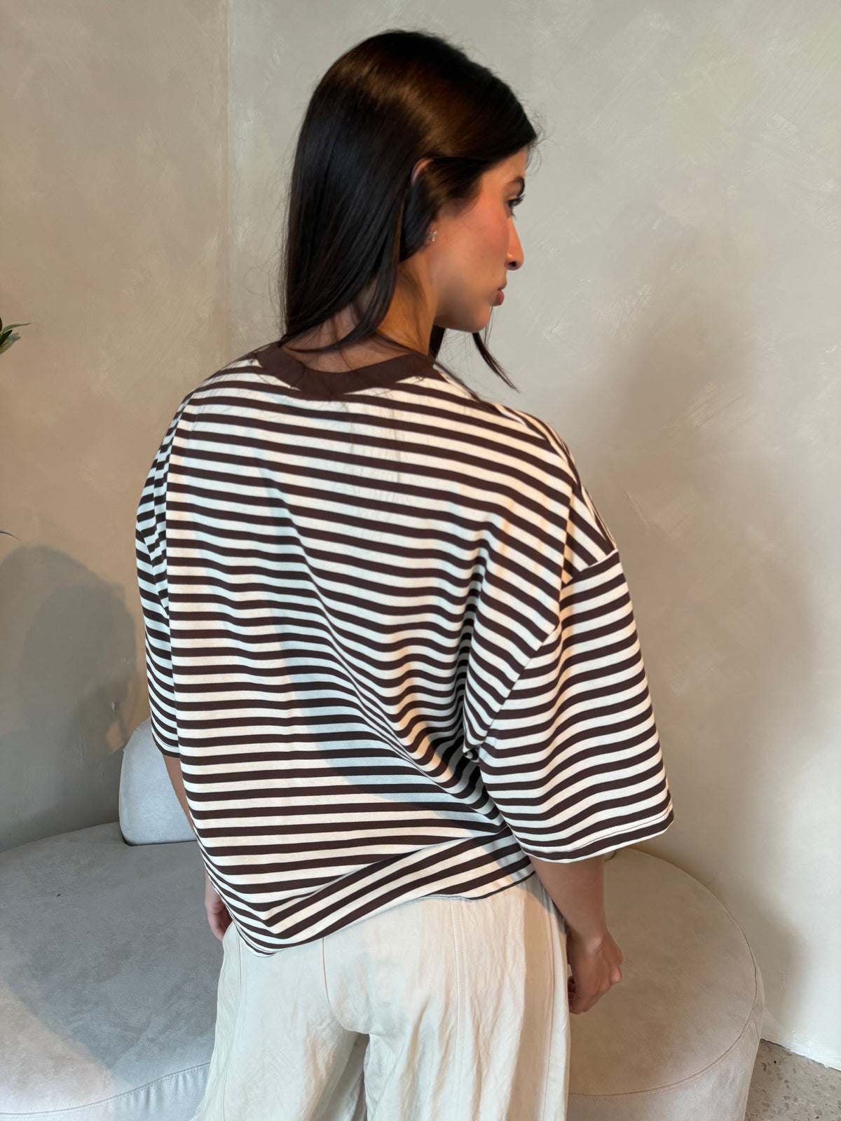SS Brown Stripe Tee
