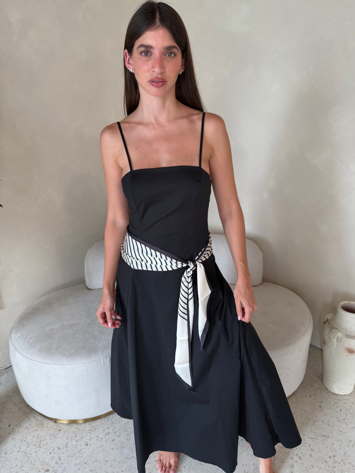Scarf Accent Maxi Dress