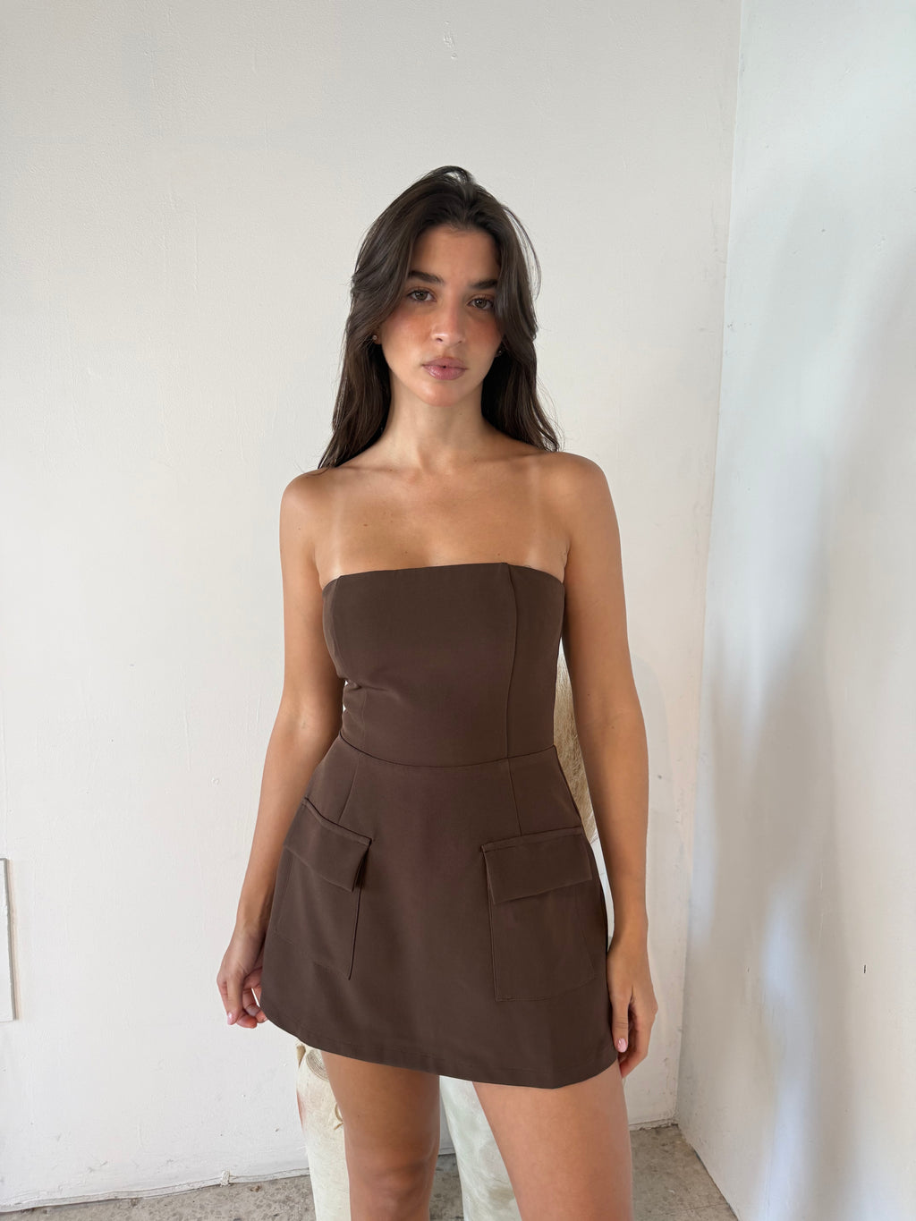 Coffee Tube Mini Dress