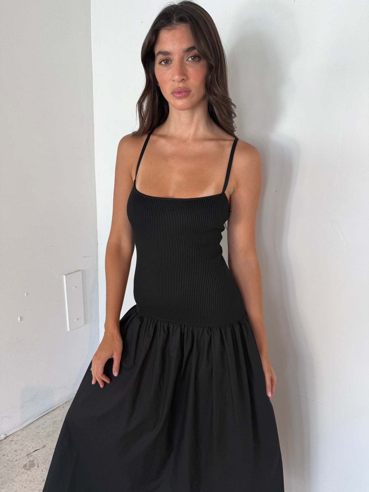 Knit Lace Up Midi Dress