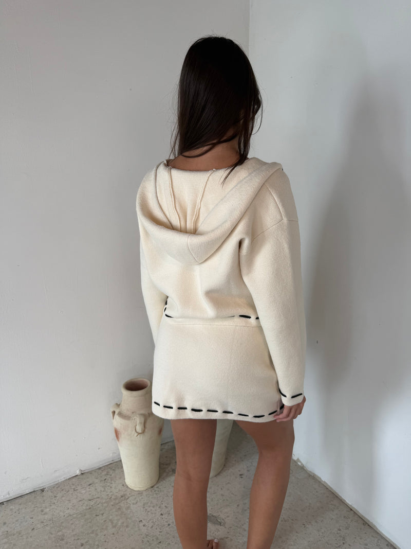 Stitch Detail Top & Knit Skirt Set