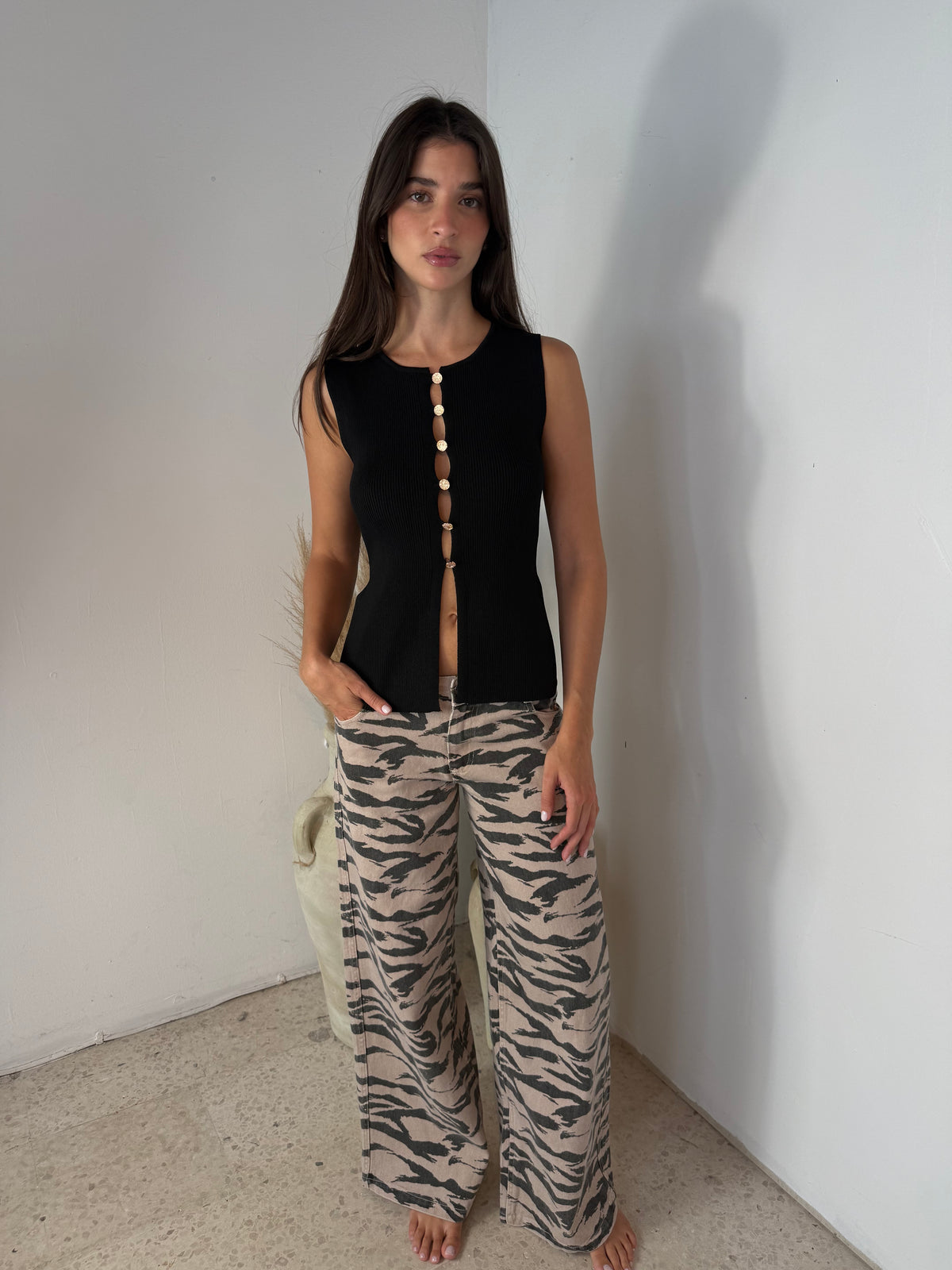 Animal Print Wide Leg Pants